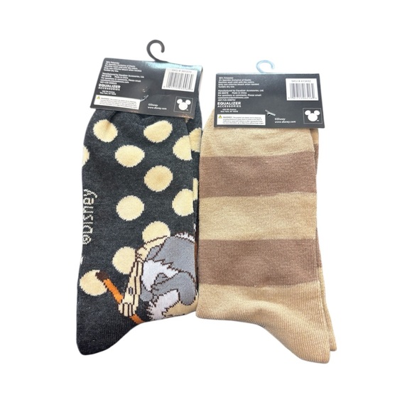 Disney’s Bambi & Thumper  Crew Socks Black brown cream. Size 9-13 - Picture 2 of 4